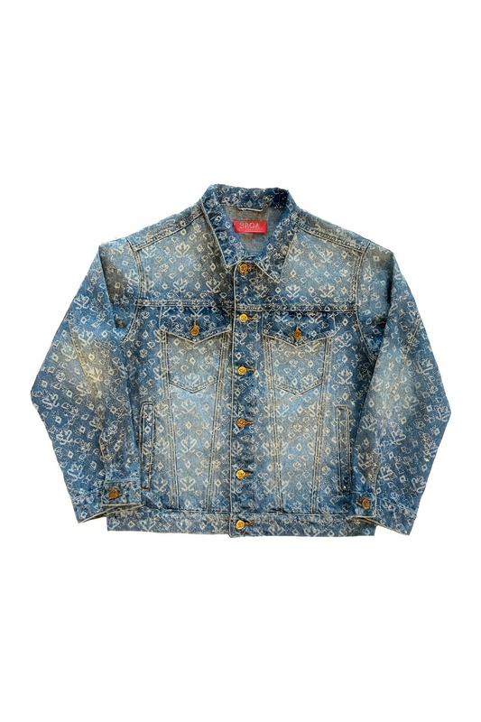 SAGA CRYSTAL MONOGRAM DENIM JACKET