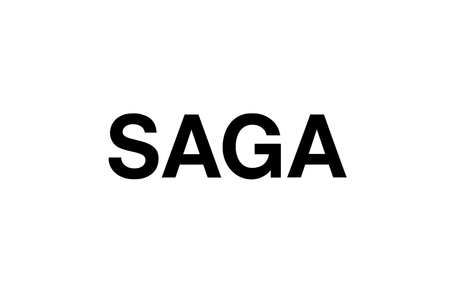 PLAIN WHITE BACKGROUND WITH ONLY THE WORD SAGA IN BLACK BOLD LETTERS